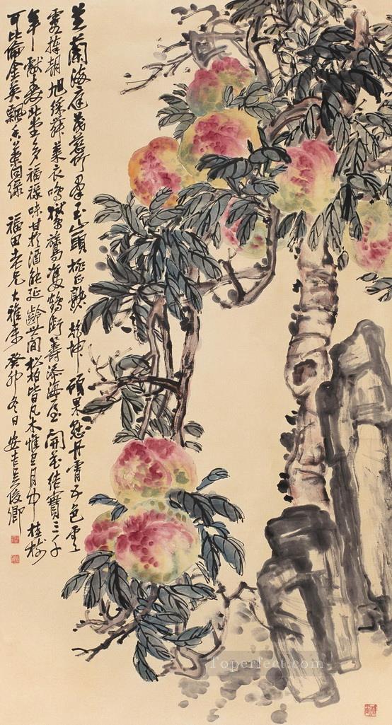 Wu cangshuo peaches antique Chinese Oil Paintings